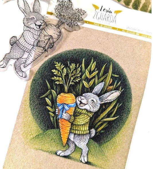 Lesia Zgharda Bunny with a Carrot Clear Stamp Set