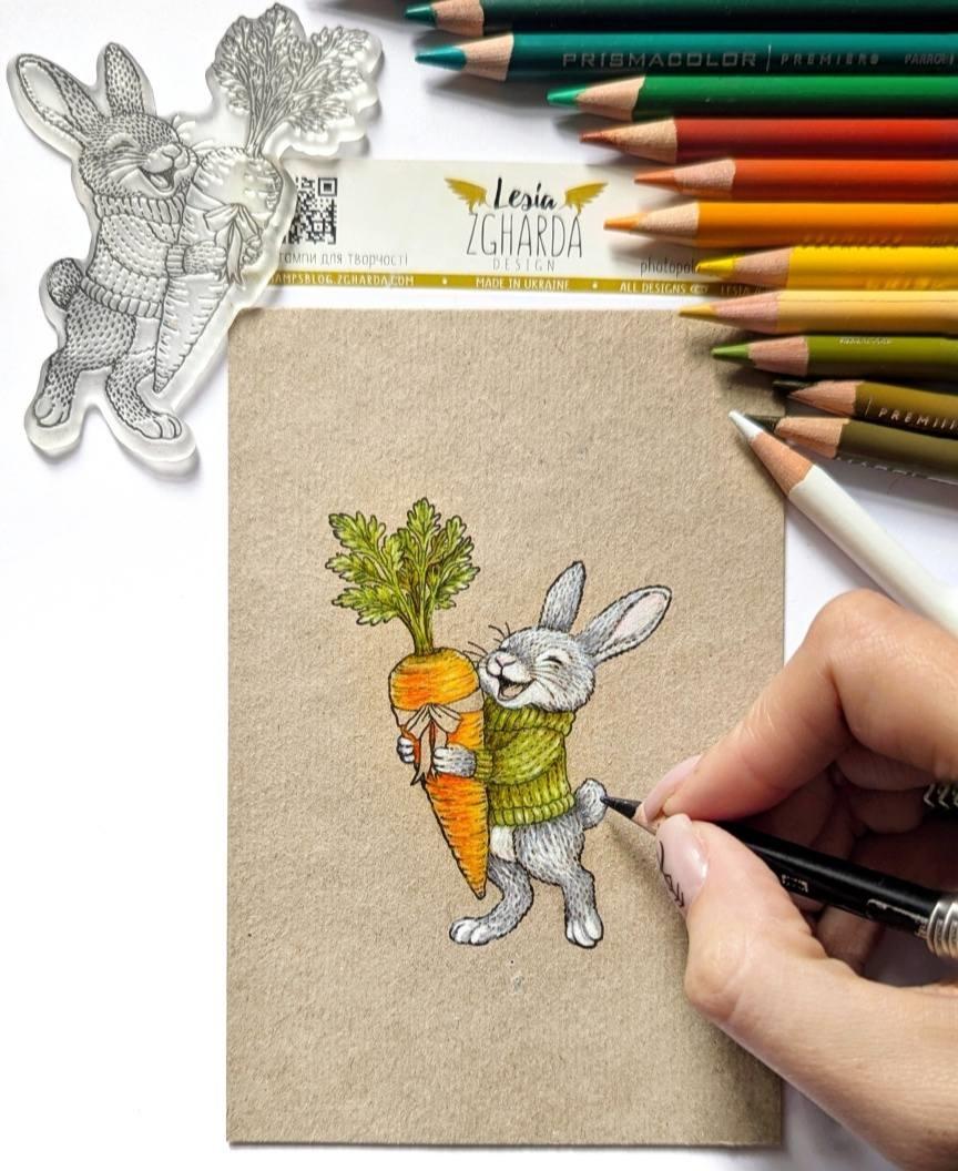 Lesia Zgharda Bunny with a Carrot Clear Stamp Set