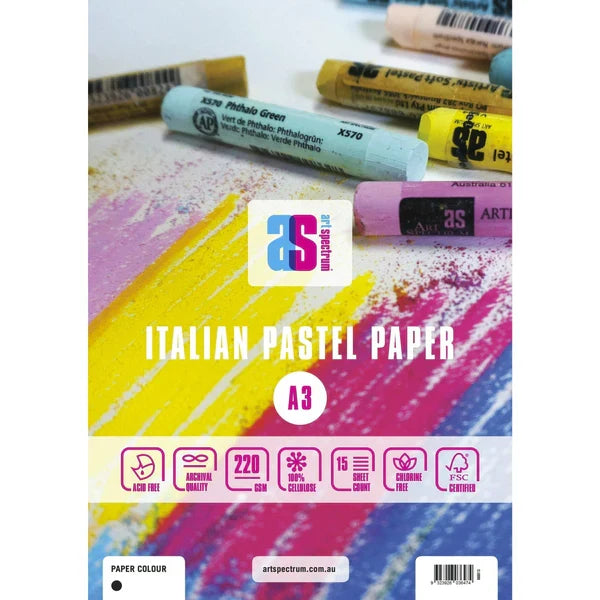 xx Art Spectrum Italian Pastel Paper Pad A3 15 Sheet BLACK