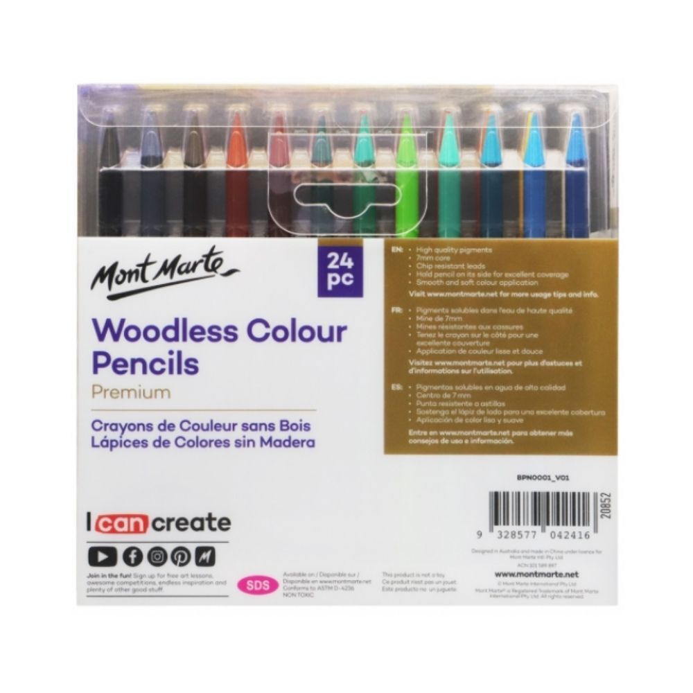 Mont Marte Premium Pencil Set - Woodless Colour Pencils 24pc