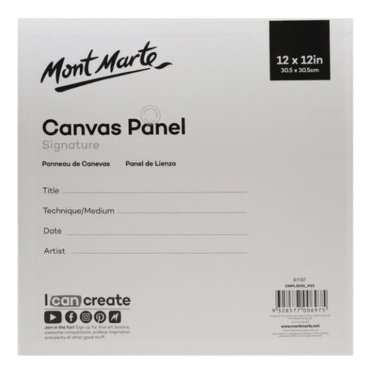 Mont Marte Signature Canvas Panel 12" x 12" - 30.5 x 30.5cm - Pk2