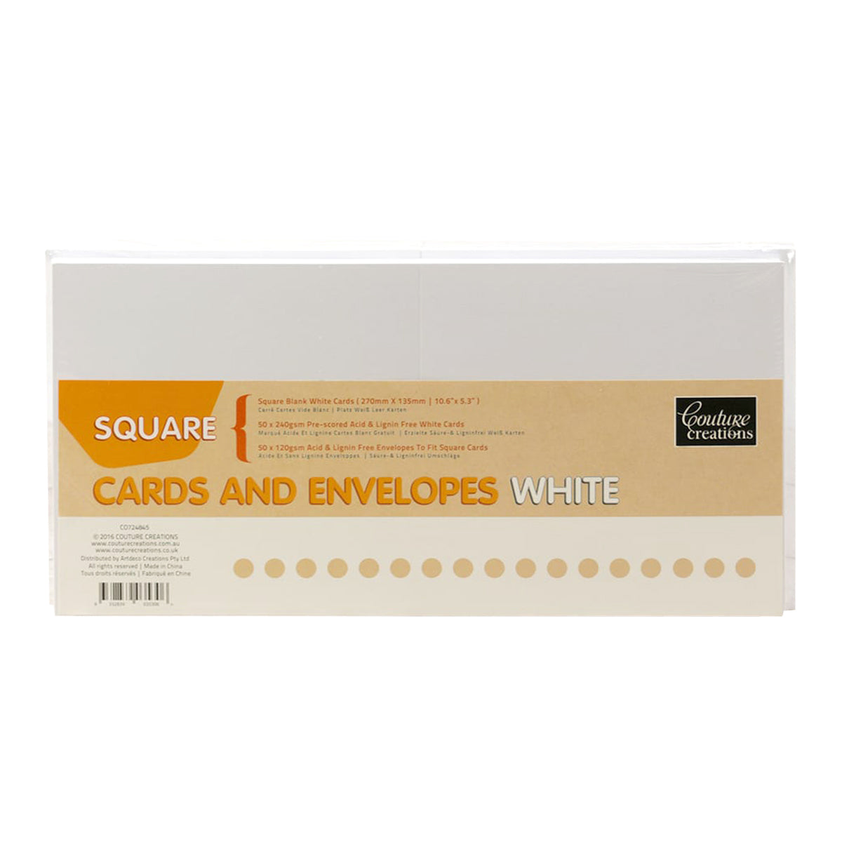 CC WHITE SQUARE Card + Envelope Pack - 50 Sets (50+50)