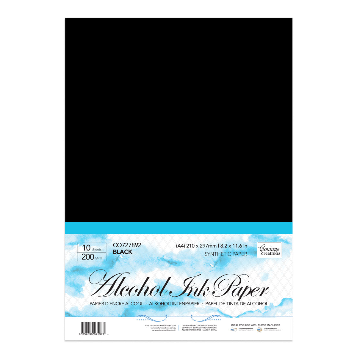 CC Alcohol Ink Specialty Paper Black Pk10