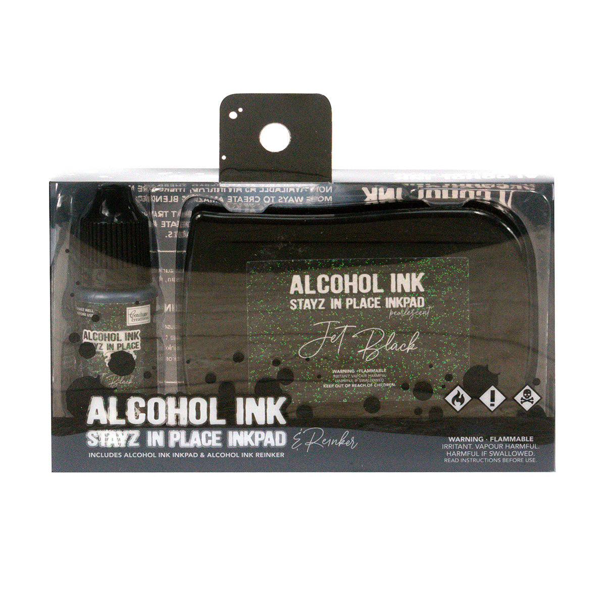 Stayz in Place Alcohol Ink Pad w/Reinker Jet Black Pearlescent