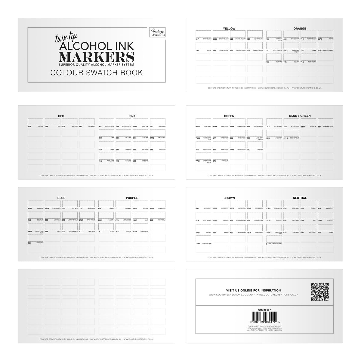 xx Colour Swatch Book (DL Size) - Twin Tip Markers