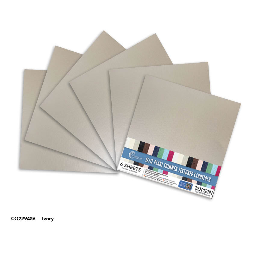 CC IVORY Pearl Shimmer Textured Cardstock - 12x12 (210gsm) - 6 Sheets