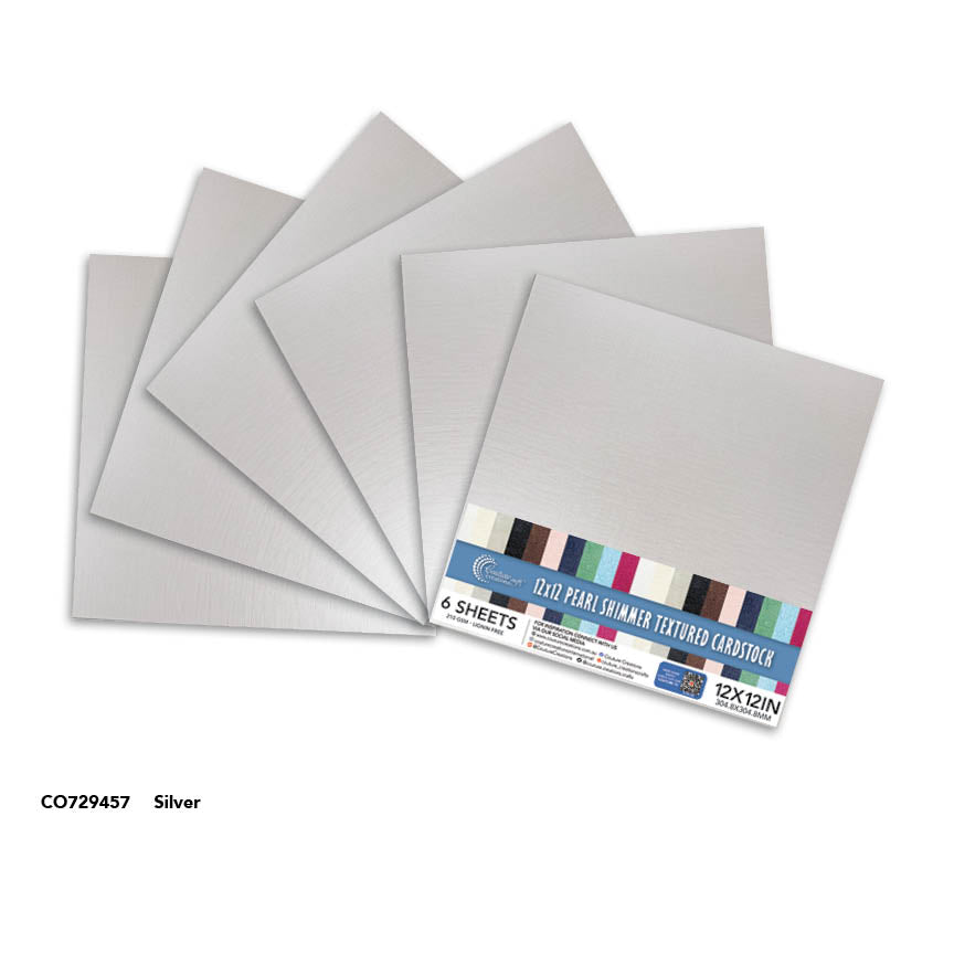CC SILVER Pearl Shimmer Textured Cardstock - 12x12 (210gsm) - 6 Sheets