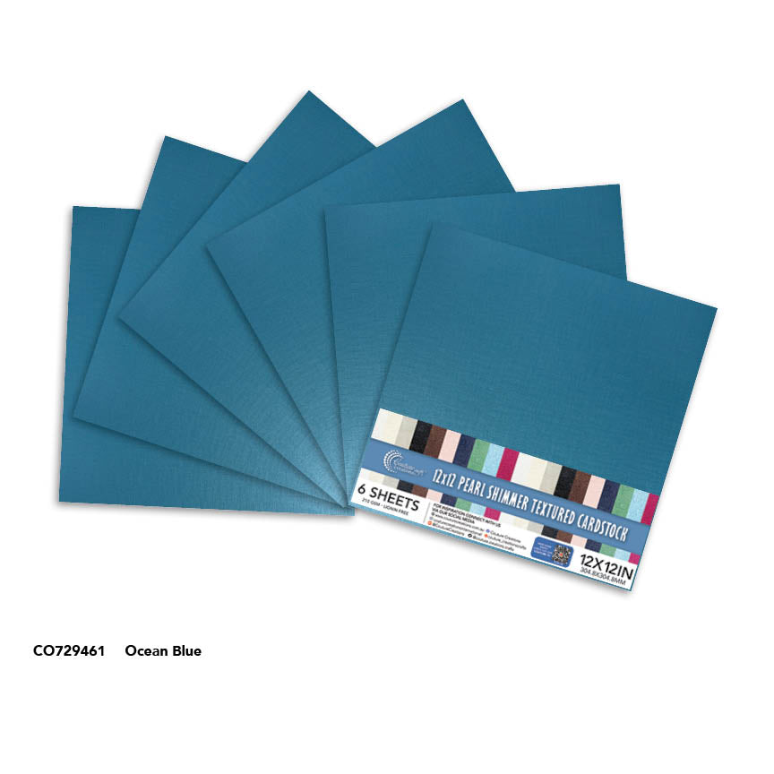 CC OCEAN BLUE Pearl Shimmer Textured Cardstock - 12x12 (210gsm) - 6 Sheets