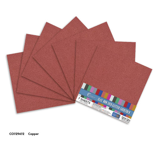 CC COPPER Laminated Glitter paper - 12x12 - (120gsm) - 7 Sheets