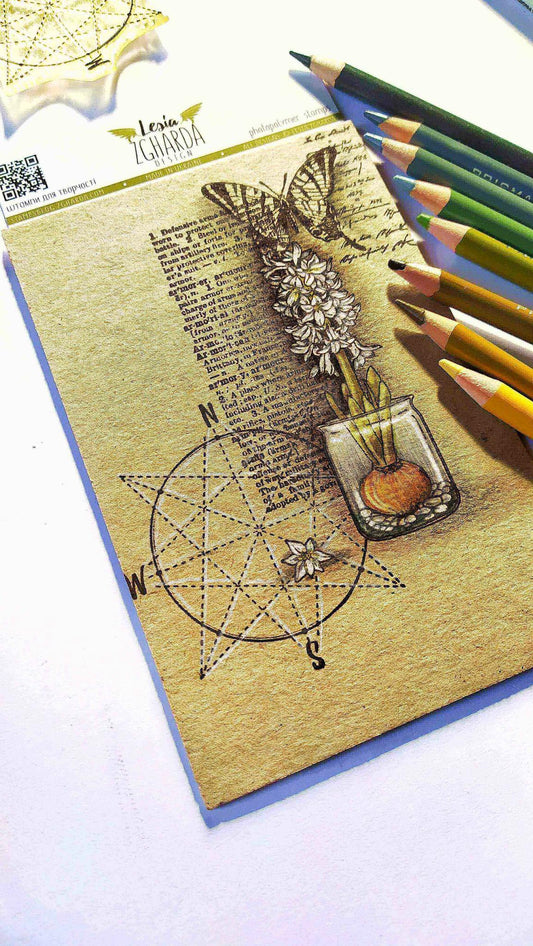 Lesia Zgharda Stamp Set "Butterfly with background"