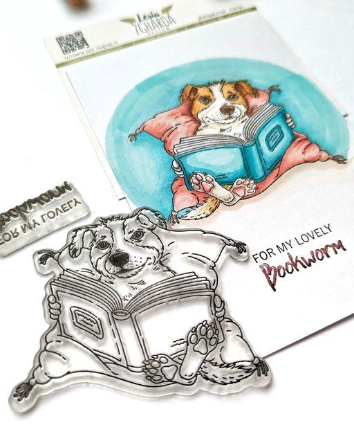 Lesia Zgharda Clear "Dog on the Pillow with Book"