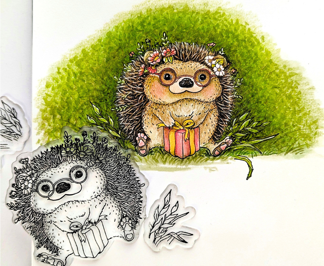 Lesia Zgharda Clear Stamp "Hedgehog with Present"