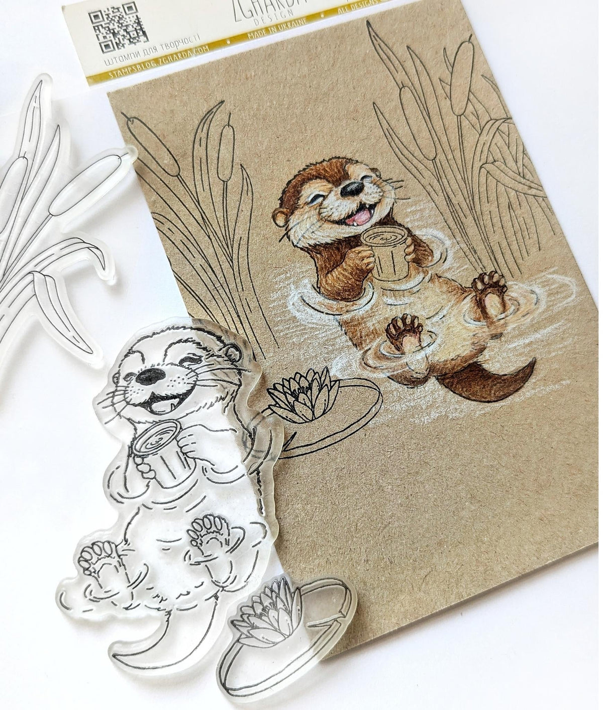 Lesia Zgharda Clear Stamp "Cute Otter with Cup"