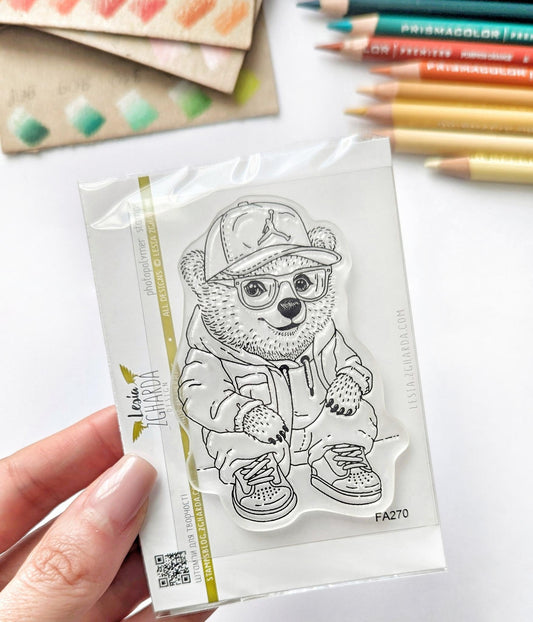 Lesia Zgharda Clear Stamp "Hip Hop Bear"