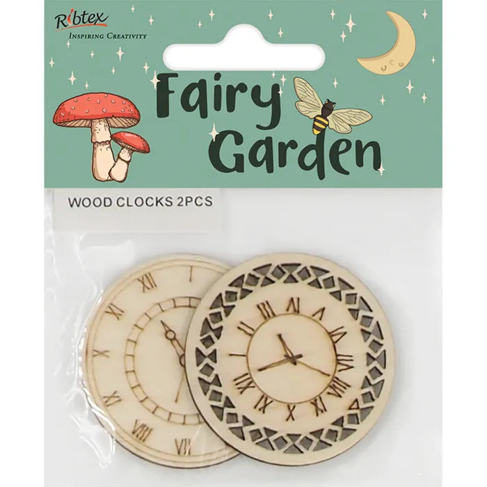 Fairy Garden Wood Clock Faces Pk2