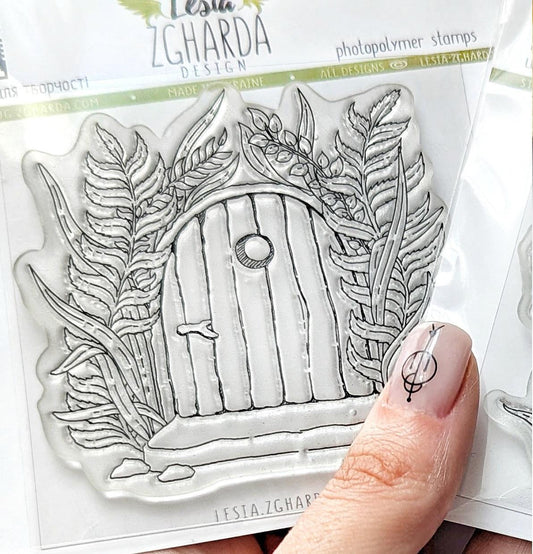 Lesia Zgharda Stamp "Whimsical Door with Fern"