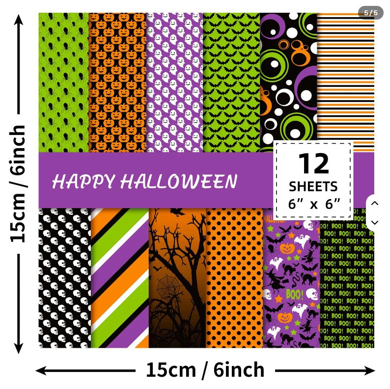 6x6" Halloween Background Paper Pk12