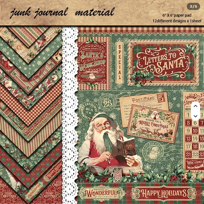 6x6" Letters to Santa Background Paper Pk12