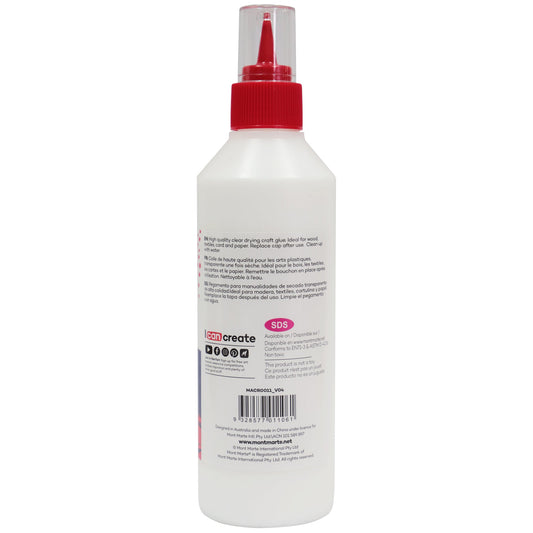 Mont Marte Adhesive - PVA Craft Glue 250g Fine Tip Applicator