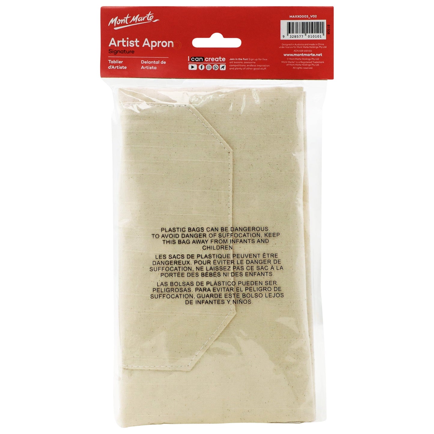 Mont Marte Artist Apron (Heavy Duty Calico)