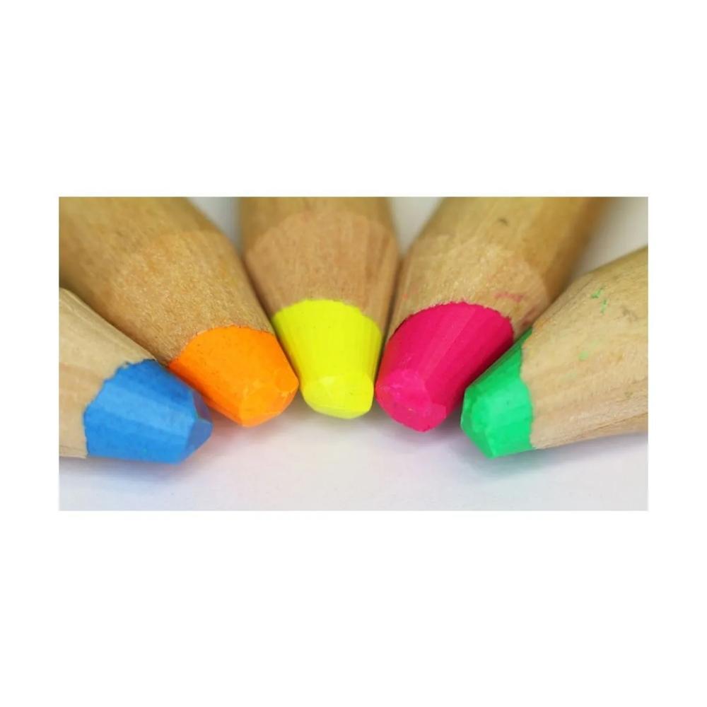 Mont Marte Jumbo Neon Pencils With Sharpener 6pc