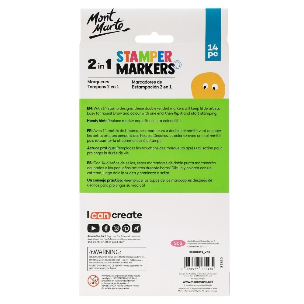 Mont Marte Kids - 2 in 1 Stamper Markers 14pc
