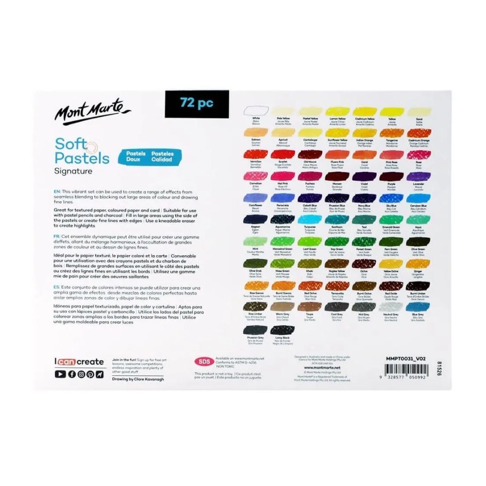 Mont Marte Signature Square Soft Pastels 72pc