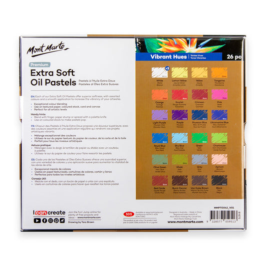 Mont Marte Premium Extra Soft Oil Pastels Vibrant Hue 26pc