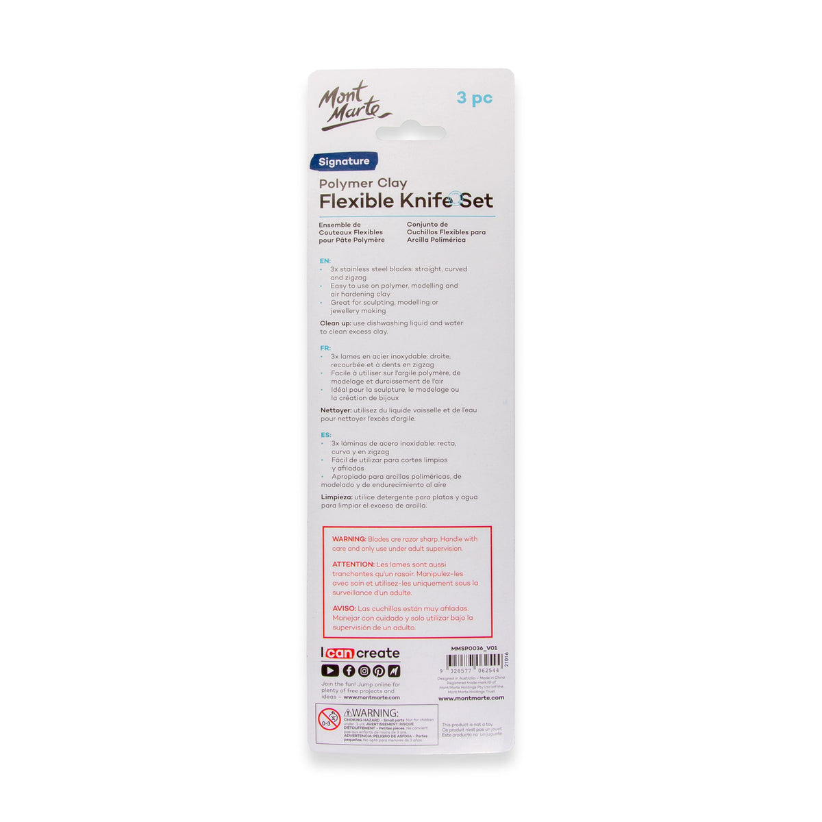 Mont Marte Flexible Polymer Clay Blades 3pc