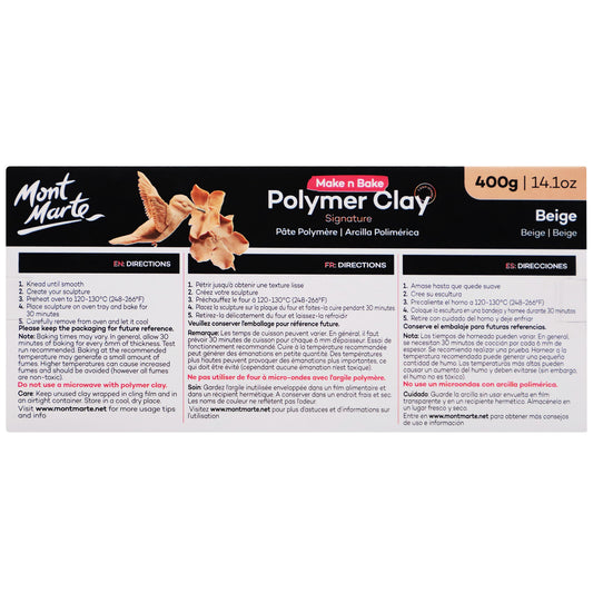 Mont Marte Make N Bake Polymer Clay 400g Block - Beige