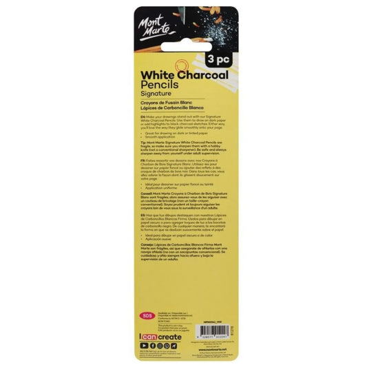 Mont Marte Charcoal Pencils - White 3pc