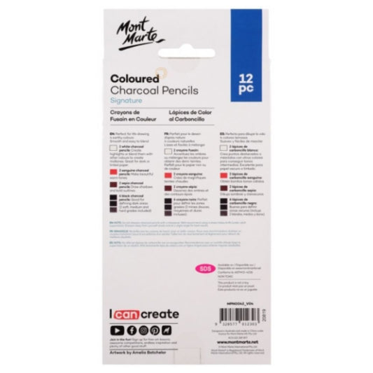 Mont Marte Charcoal Pencils - Coloured 12pc