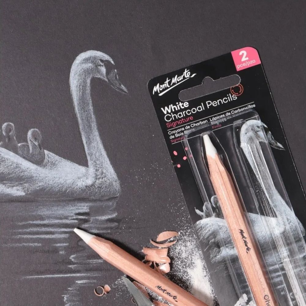 Mont Marte Charcoal Pencils - White Large Hex 2pc