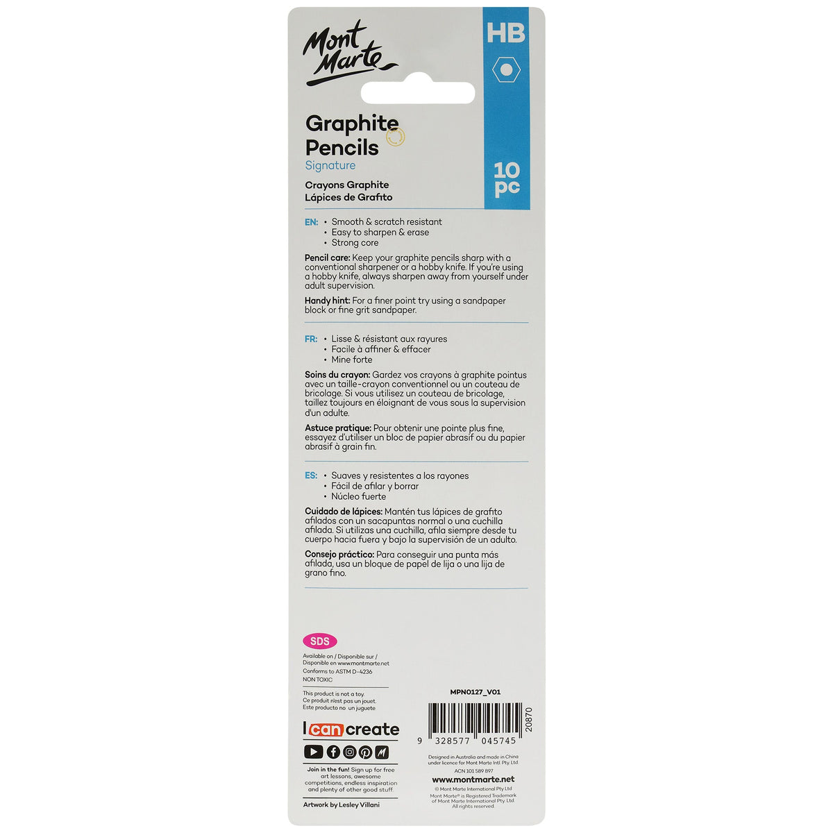 Mont Marte Graphite Pencils - HB 10pc