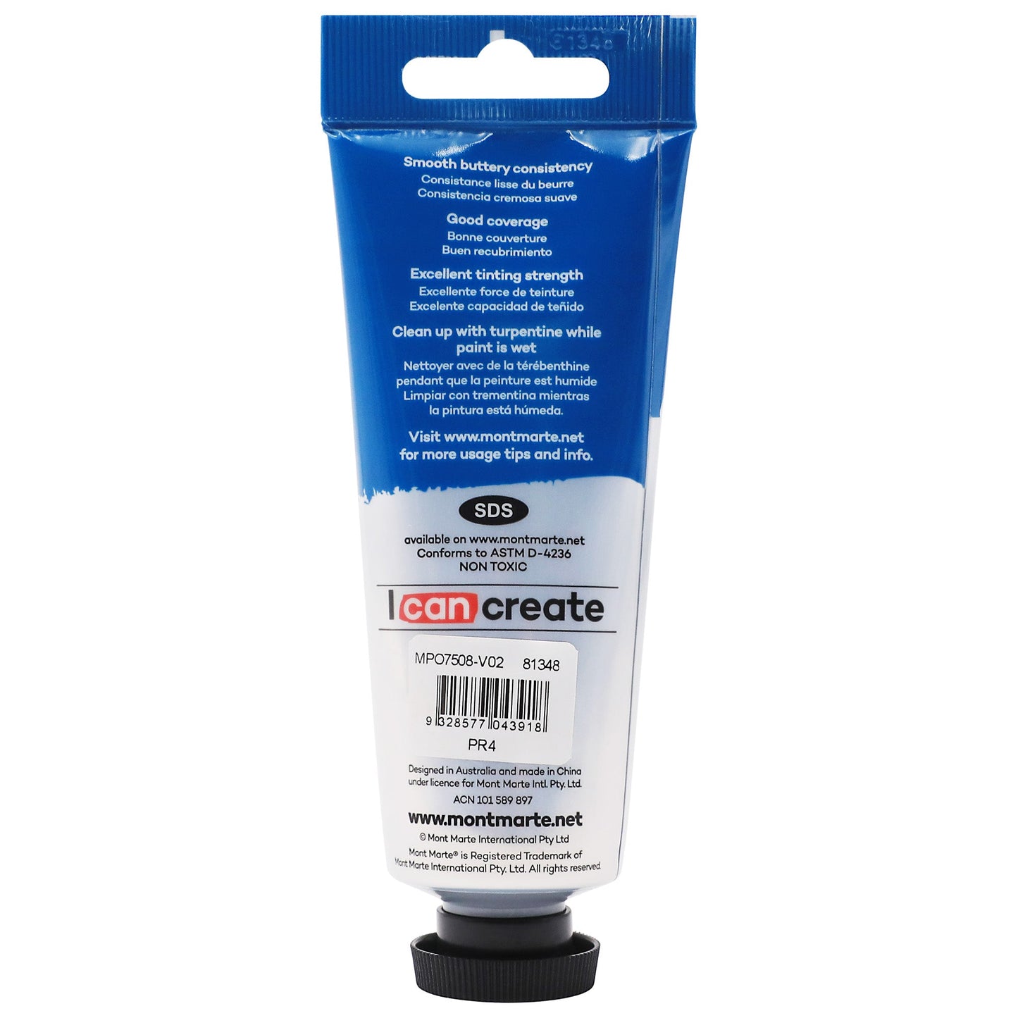 Mont Marte Oil Paint 75ml Tube- Vermillion