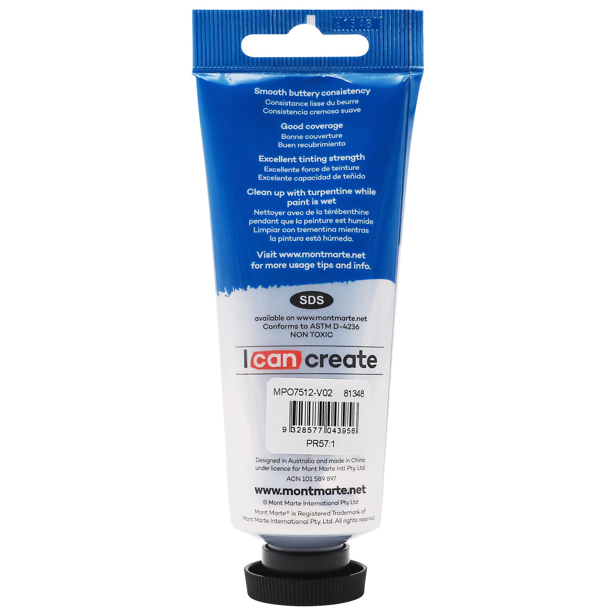 Mont Marte Oil Paint 75ml Tube- Crimson
