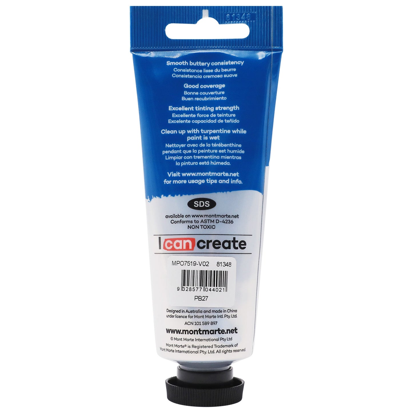 Mont Marte Oil Paint 75ml Tube- Prussian Blue
