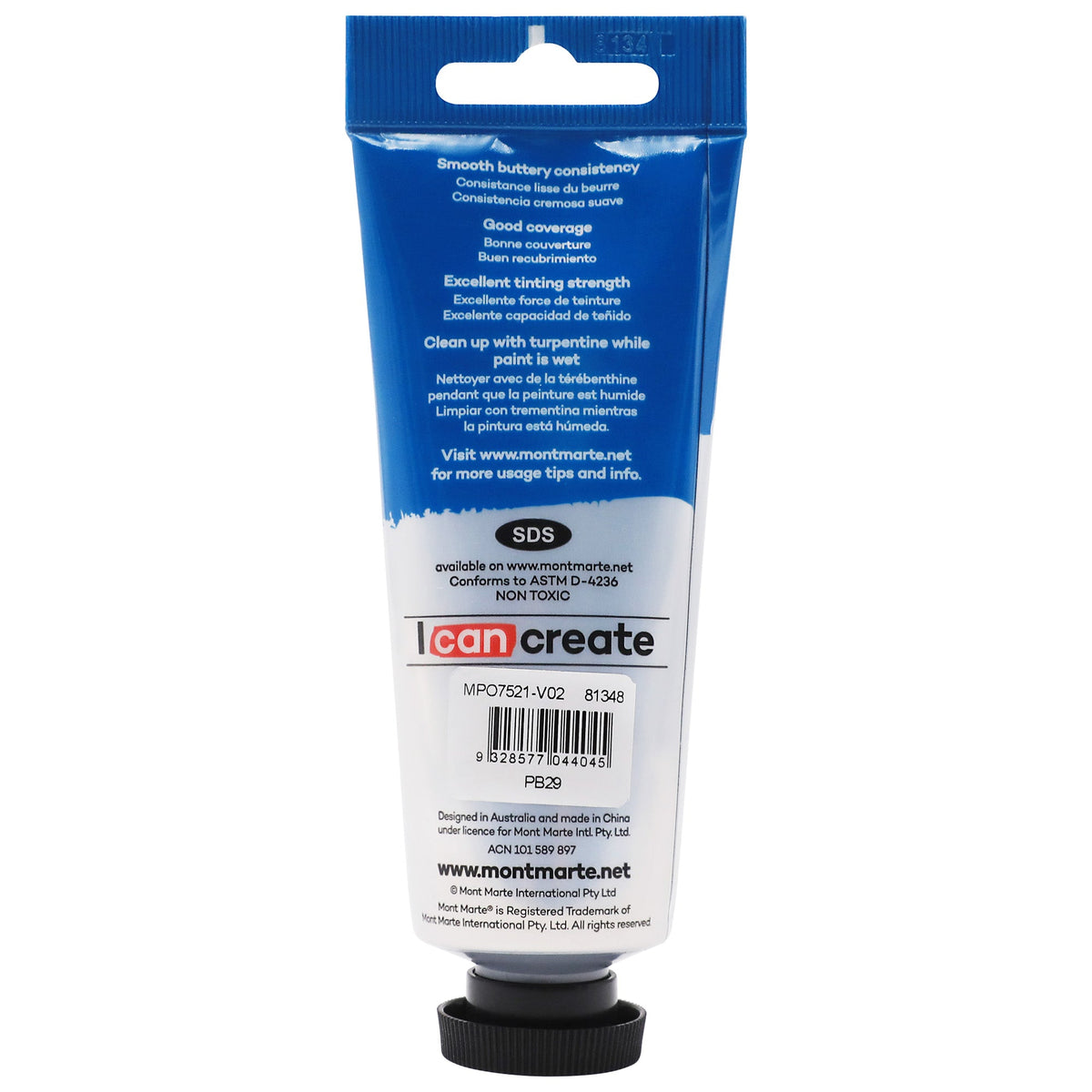 Mont Marte Oil Paint 75ml Tube- Ultramarine Blue