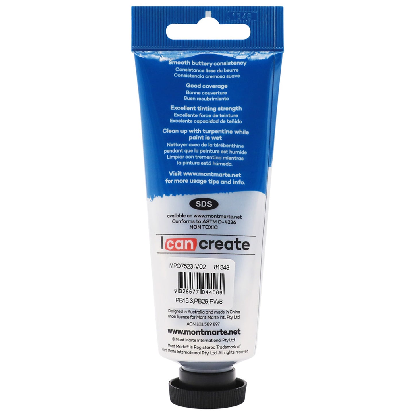 Mont Marte Oil Paint 75ml Tube- Cyan
