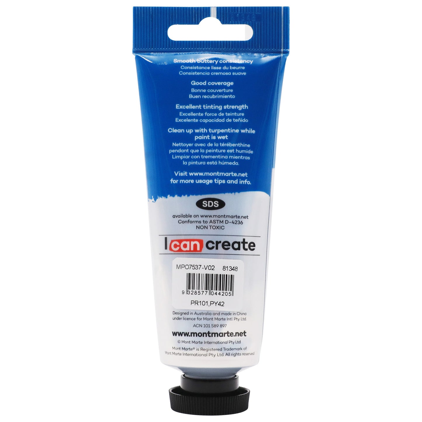 Mont Marte Oil Paint 75ml Tube- Burnt Sienna