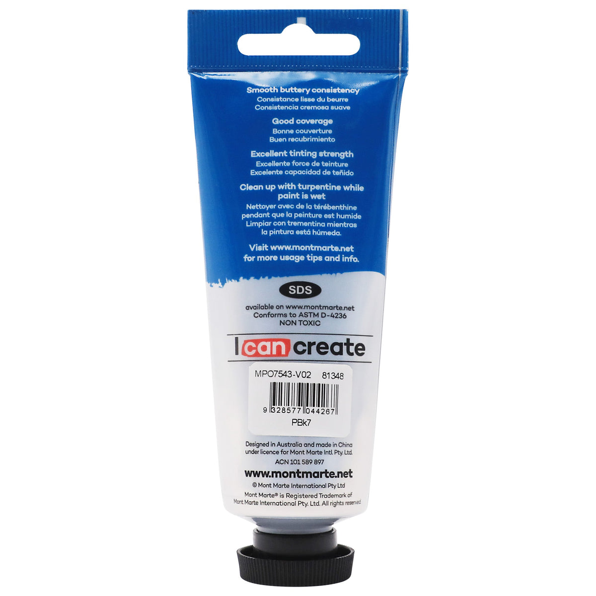 Mont Marte Oil Paint 75ml Tube- Lamp Black