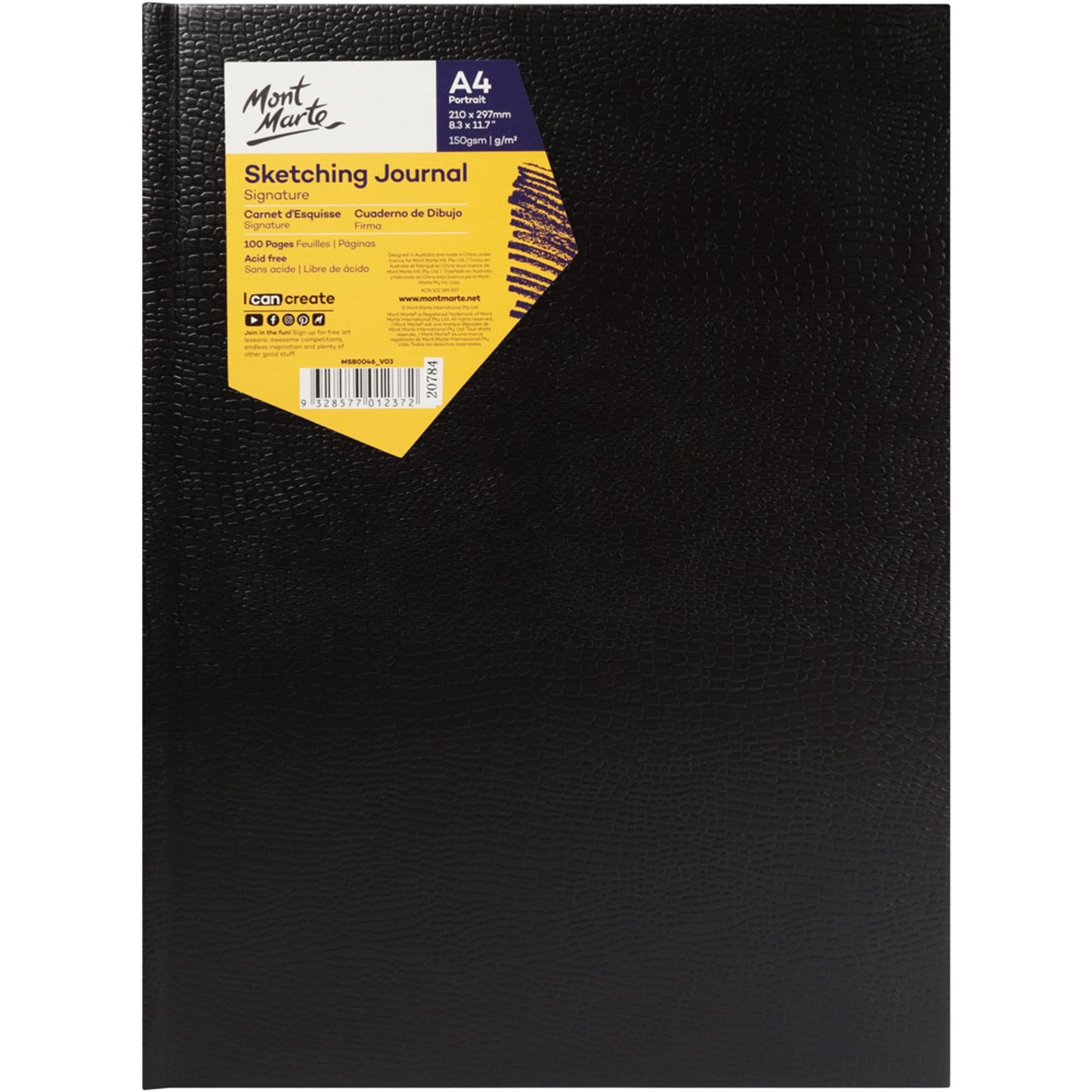Mont Marte Sketching Journal Croc Finish A4 Portrait 150gsm 100 Sheet