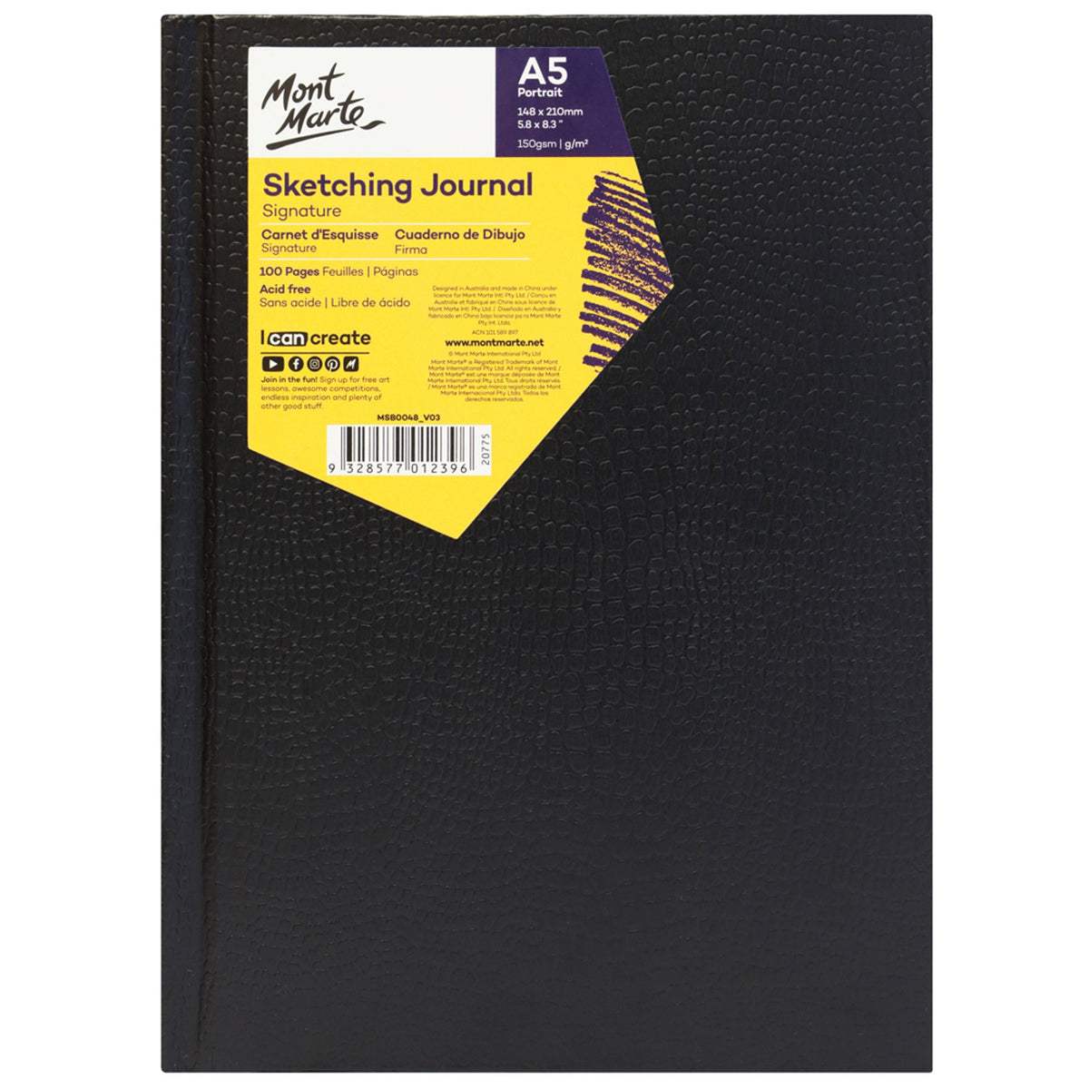 Mont Marte Sketching Journal Croc Finish A5 Portrait 150gsm 100 Sheet