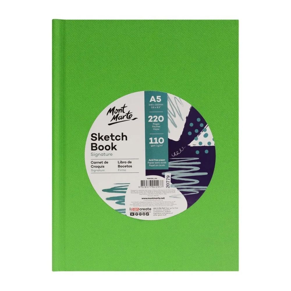 Mont Marte Sketch Book Hard Cover A5 110gsm 220pg