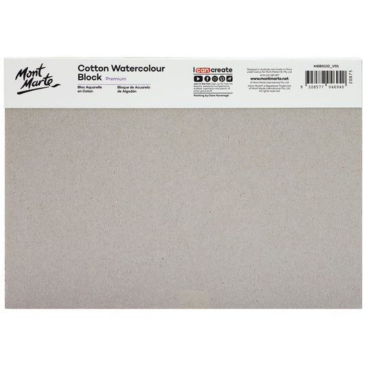 Mont Marte Premium Watercolour Block 100% Cotton A3 300gsm 12 Sheet