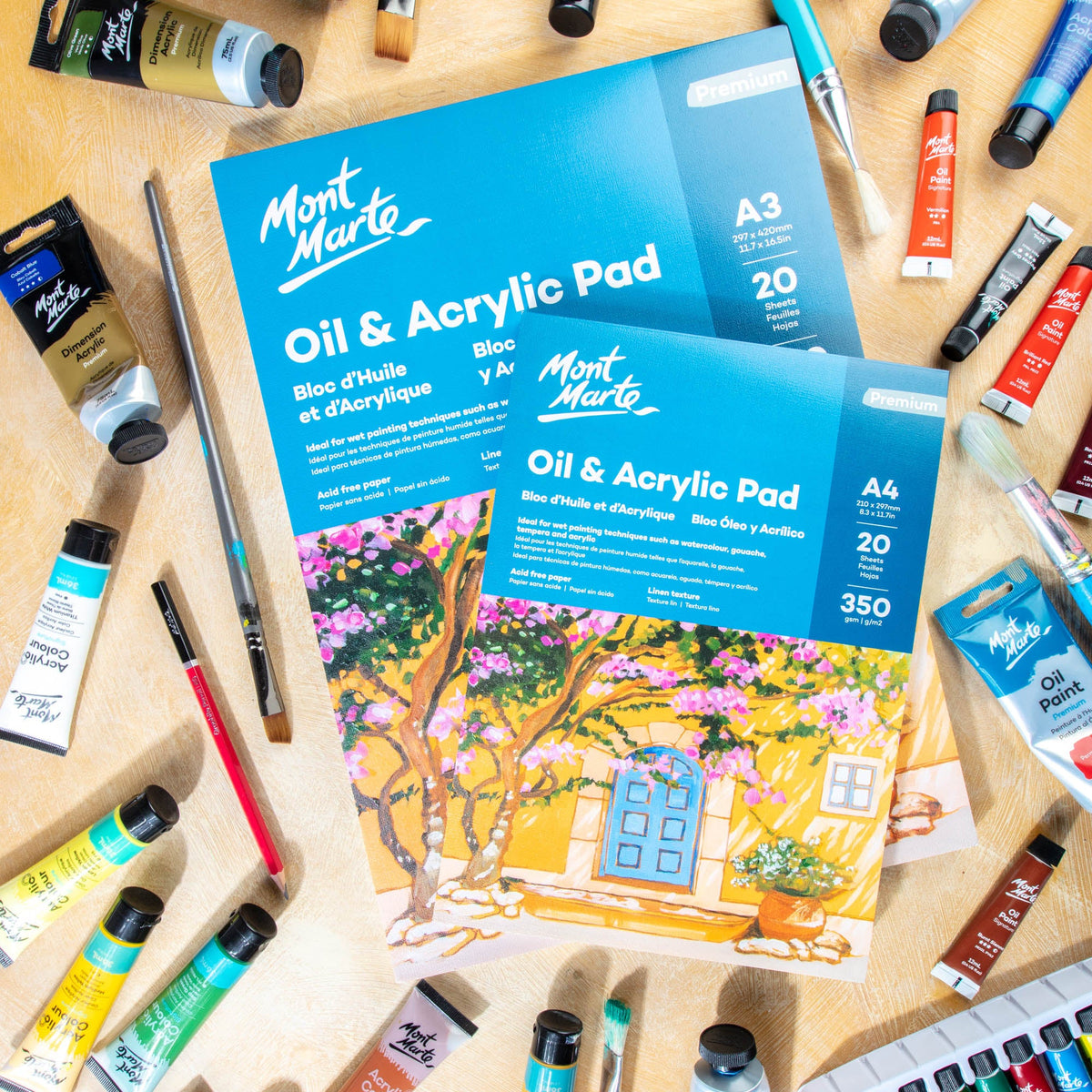 Mont Marte Oil & Acrylic Pad 350gsm A4 20 Sheets