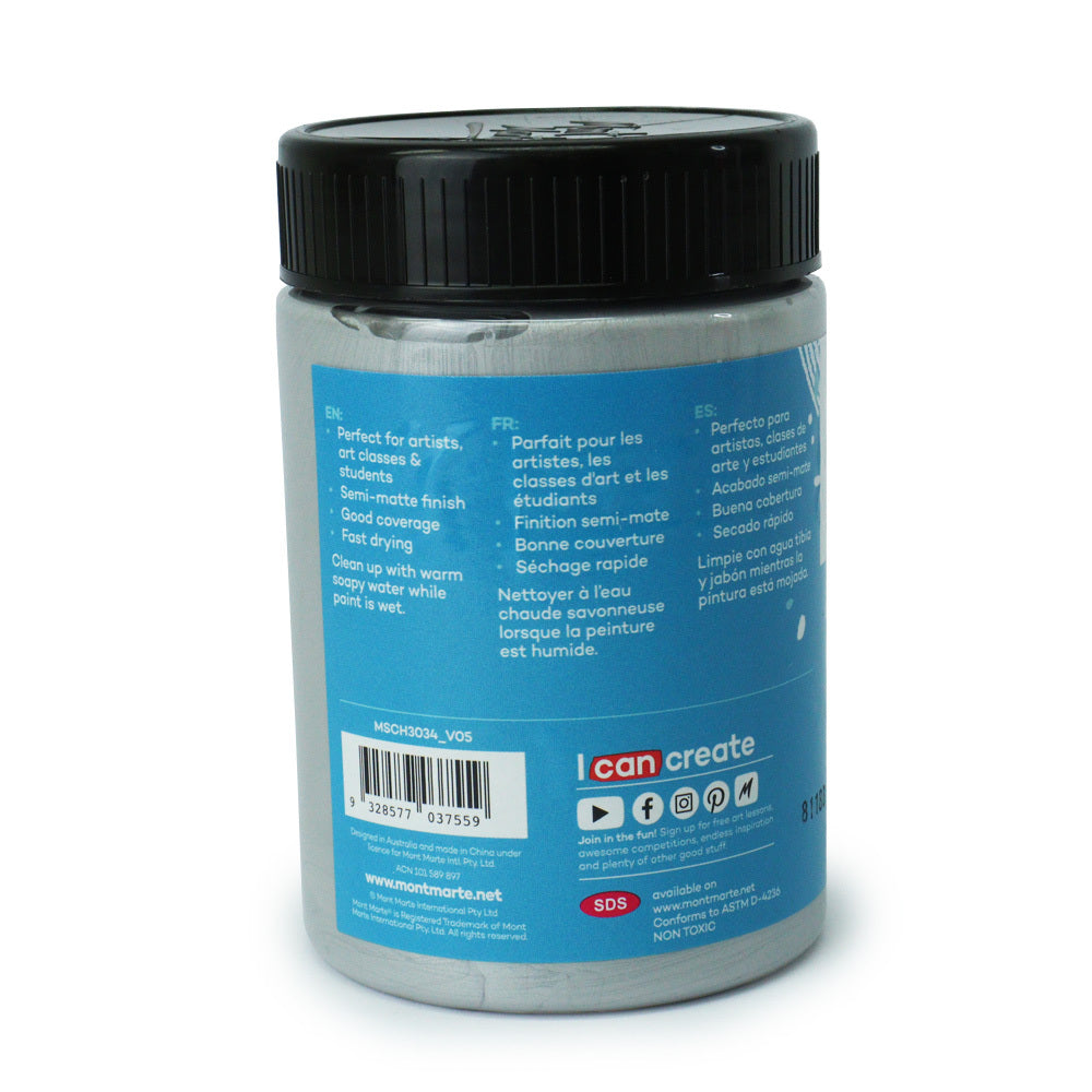xx Mont Marte Signature Acrylic Paint 300ml Pot - Silver