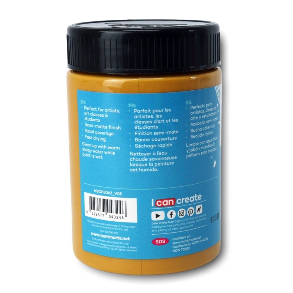 Mont Marte Signature Acrylic Paint 300ml Pot - Raw Sienna