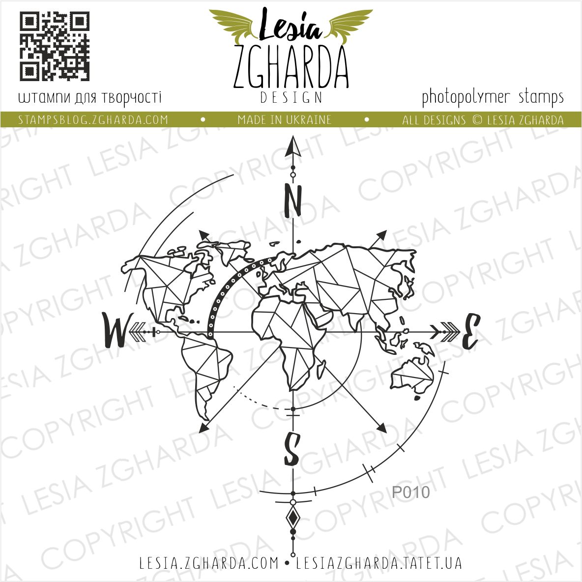 Lesia Zgharda Stamp Set "Wind Rose on Map"