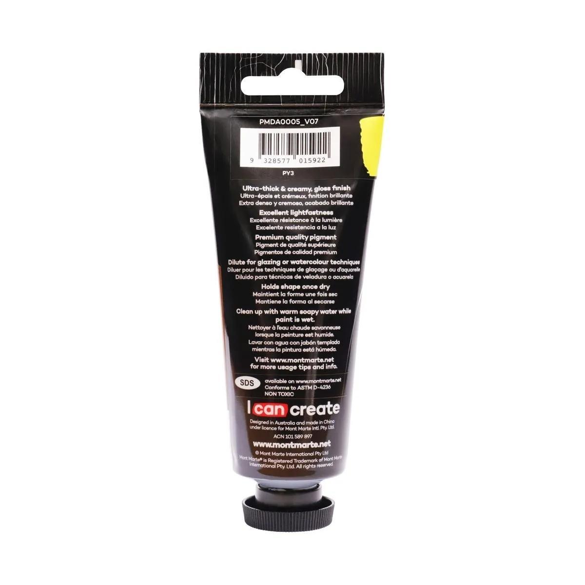 xx Mont Marte Dimension Acrylic Paint 75ml Tube - Lemon Yellow